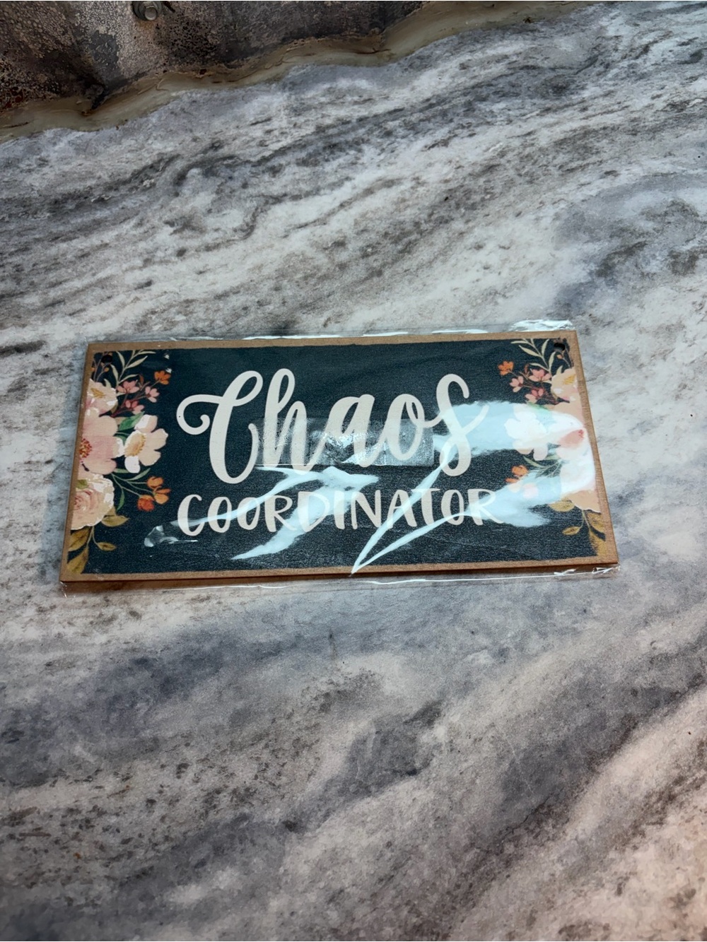 Chaos Coordinator Decorative Wooden Sign - Floral Accent